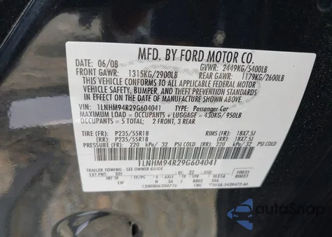 2009 Lincoln Mks z USA, uszkodzony, nr VIN 1LNHM94R29G604041